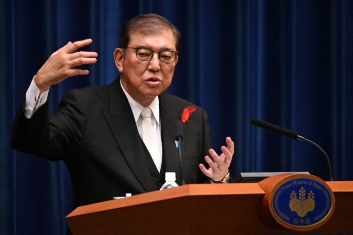 Japan's new PM Shigeru Ishiba attends press conference in Tokyo
